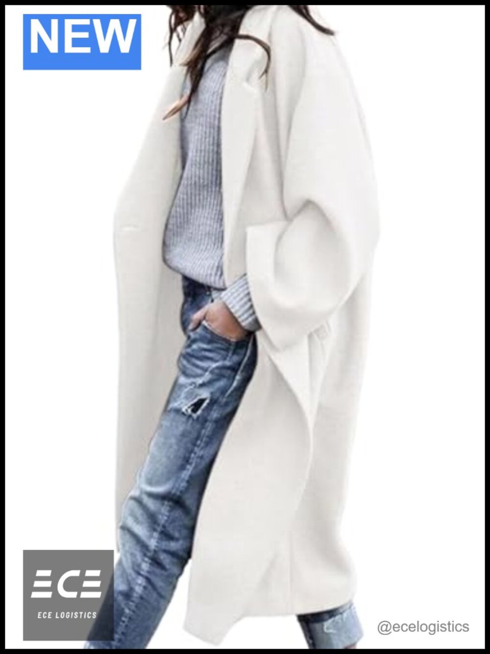 Womens Winter Coat Long Sleeve Notch Lapel Button Peacoat